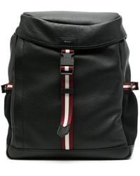 Bally - Stripe-detail Leather Backpack - Lyst