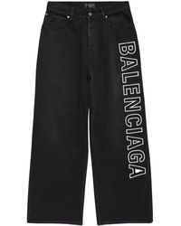 Balenciaga - Logo-print Wide-leg Jeans - Lyst