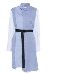 Sacai - Striped Belted Shirt Dress - Lyst