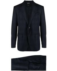 Zegna - Single-breasted Checked Wool Suit - Lyst