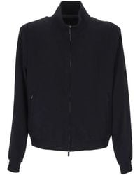 Emporio Armani - Zip-Up Ribbed-Trim Jacket - Lyst