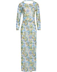 brigitte bardot blue dress Bardot Bell Sleeve Dress  Long Sleeve Ruched Knee Length Collared V Neck Dress Lilac / S at SexyModest