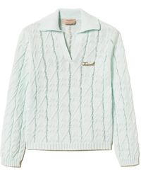 Twinset - Polo-Collar Cable-Knit Sweater - Lyst