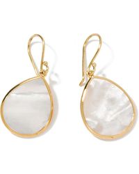 Ippolita - 18kt Yellow Gold Small Polished Rock Candy Single Stone Teardrop Mother-of-pearl Earrings - Lyst