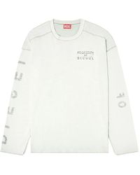 DIESEL - Relaxed Long-Sleeve T-Shirt With Printed Sleeves - Lyst