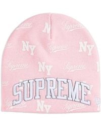 Supreme - X New Era Monogram-Pattern Beanie Hat - Lyst