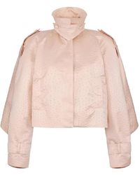 Elisabetta Franchi - Ostrich-Print Taffeta Jacket - Lyst