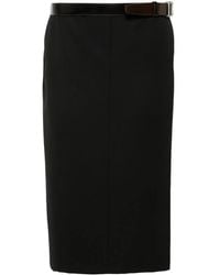 Prada - Jupe Mi-Longue À Taille Ceinturée - Lyst