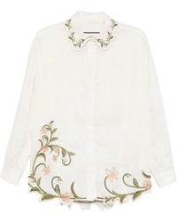Agua Bendita - Cecilia Valle Floral-Embroidered Shirt - Lyst