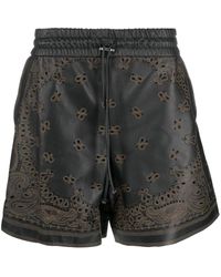 Amiri - Bandana Laser-etched Leather Shorts - Lyst