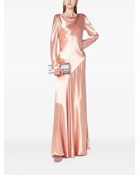 Alberta Ferretti - Cowl-Neck Satin Maxi Dress - Lyst
