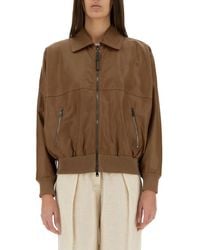Brunello Cucinelli - Chaqueta con dobladillo de canalé y cremallera - Lyst