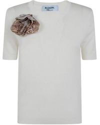 Blugirl Blumarine - Floral-Appliqué Short-Sleeve T-Shirt - Lyst