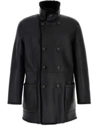 Giorgio Armani - Double-Breasted Shearling Coat - Lyst