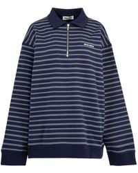 Miu Miu - Sudadera a rayas con cuello de polo - Lyst