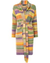 The Elder Statesman Striped Print Cardicoat - Yellow