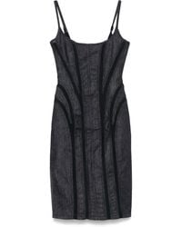 Mugler - メッシュパネル デニムドレス - Lyst