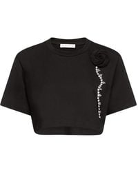 Area - ビジュートリム クロップドtシャツ - Lyst