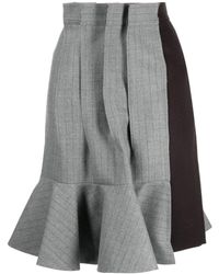 Sacai - Asymmetric Pleated Wool Skirt - Lyst