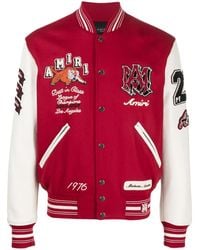 Amiri - And White Varsity Bomber Jacket With Vintage Patches - Lyst