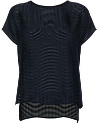 Emporio Armani - Sheer-panels Striped T-shirt - Lyst