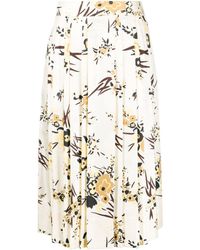 Tory Burch - Floral-print Pleated Skirt - Lyst