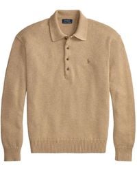 Polo Ralph Lauren - Logo-Embroidered Polo-Collar Sweater - Lyst