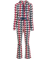 Perfect Moment Комбинезон В Ломаную Клетку С Капюшоном - Белый