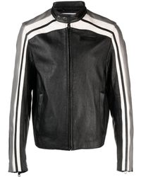 Moschino - Logo-patch Leather Biker Jacket - Lyst