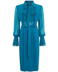 Alberta Ferretti - Ruffled Midi Dress - Lyst