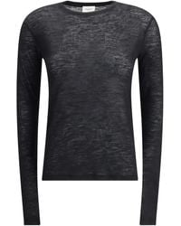 Saint Laurent - T-Shirt Met Lange Mouwen - Lyst