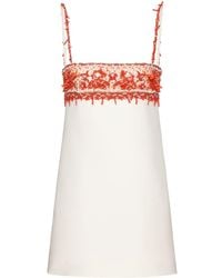 Valentino Garavani - Crepe Couture Embroidered Minidress - Lyst