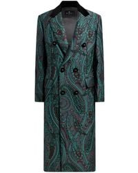 Etro - Double-Breasted Paisley Jacquard Coat - Lyst
