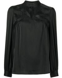 Paule Ka Silk Long-sleeved Blouse - Black