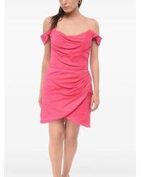Costarellos - Leanna Draped Linen Mini Dress - Lyst