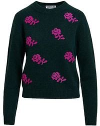 Essentiel Antwerp - Floral-Jacquard Bead-Embellished Sweater - Lyst