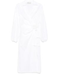 Blumarine - Rose-Appliqué Poplin Midi Dress - Lyst