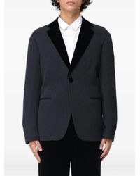 Giorgio Armani - Contrast-Lapel Textured-Finish Blazer - Lyst