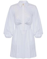 Elisabetta Franchi - Stretch Cotton Mini Dress - Lyst