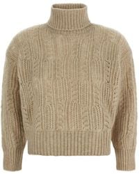 Agnona - Pull Ajouré À Col Roulé - Lyst