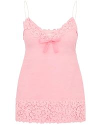 LoveShackFancy - Meva Lace-Trim Mini Dress - Lyst
