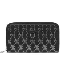 Philipp Plein - Rounded Zip Wallet Monogram Strass - Lyst