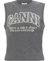 Ganni - Graphic Wool Vest - Lyst