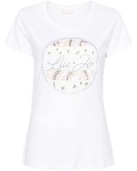 Liu Jo - Rhinestone-embellished Cotton T-shirt - Lyst