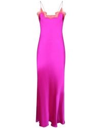 Roberto Cavalli - Lace-Trim Silk Slip Dress - Lyst