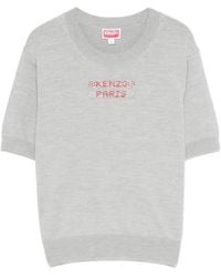 KENZO - Crystal-Embellished Short-Sleeved Top - Lyst