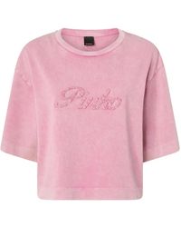Pinko - Cropped T-Shirt With Distressed Embroidery - Lyst