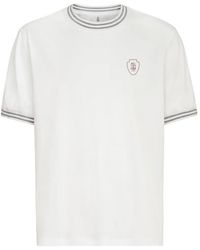 Brunello Cucinelli - Cotton Jersey Crew Neck T-Shirt With Logo - Lyst