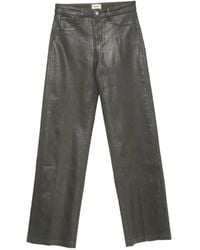 L'Agence - Coated Straight-Leg Trousers - Lyst