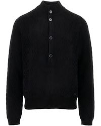 Emporio Armani - Button-Up Textured Sweater - Lyst